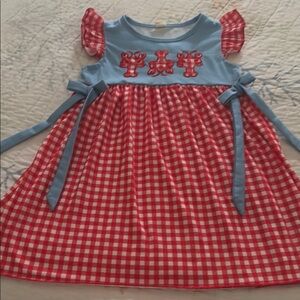 Blue and Red Checkered Kids Dress